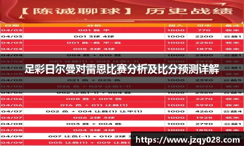 足彩日尔曼对雷恩比赛分析及比分预测详解